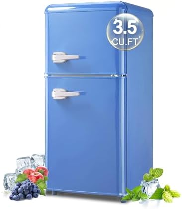 Retro Mini Fridge with Freezer 3.5 Cu. Ft, Small Refrigerator Dual Door by BINMIT