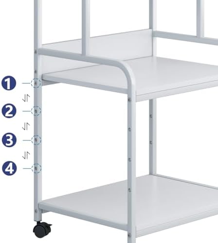 Arbuxzuy Printer Stand with Storage Shelf,3 Tier Printer Cart with Wheels,Mobile Printer Table for Home Office,Stands for Printer Heat Press Scanner Fax,Industrial Style (White) - Image 5