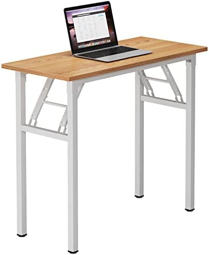 Need Small Computer Desk 31.5 in Folding Home Office Table Teak by Need