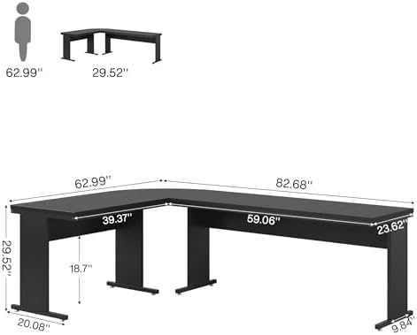 Tribesigns 83-Inch Large L Shaped Desk, Reversible Executive Office Desk, Modern Corner Computer Table Business Workstation for Home Office, Black - Image 2