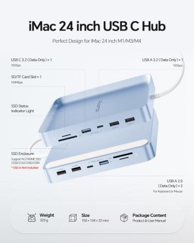 USB C HUB for iMac 24 inch M1/M3/M4 with M.2 NVMe 4TB SSD Enclosure - Image 2