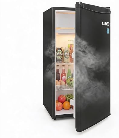 3.2 Cu. ft. Mini Refrigerator, Single-Door Compact Fridge with Freezer, with LED, Adjustable Shelves, for Dorm, Office, Bedroom, Kitchen, Bar by LIZHOUMIL