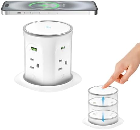 Motorized Pop Up Countertop Outlet with 45W USB C Charging Station by HEZI