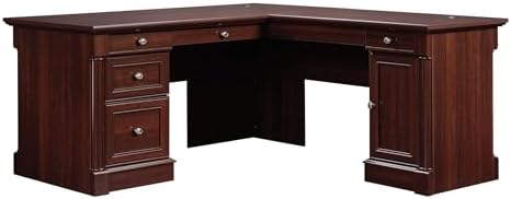 Sauder Palladia L Shaped Desk with Drawers, Office Desk with File Cabinet Storage, Cable Management, Keyboard Tray, in Select Cherry finish by SAUDER%C2%AE