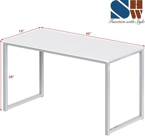 SHW Mission 40-Inch Home Office Computer Desk, White - Image 3