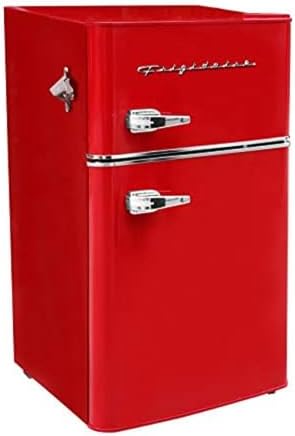 Frigidaire Retro Compact Fridge Freezer Combo, 3.1 cu. ft. Capacity, Small Top Freezer Refrigerator, Mini Fridge with Built-in Bottle Opener – 19”"D x 20.5" W x 33.5" H (Red) by Unknown