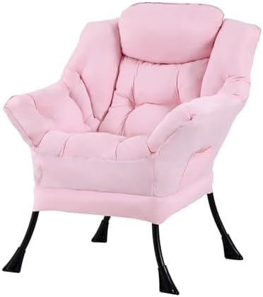 Tiita Lazy Chair for Adults, Comfy Reading Accent Chair, Pink Single by TiitaHome