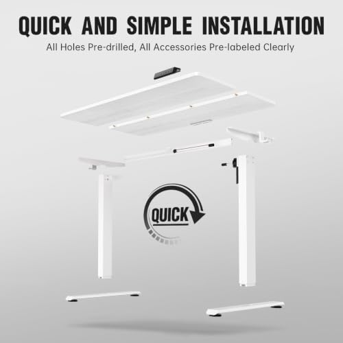 Veken 47.2 Inch Large Electric Standing Desk, Gaming Table, White - Image 4