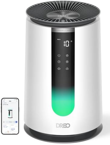 DREO Smart Air Purifier for Home, AHAM VERIFIDE Air Cleaner for Bedroom, Pets, Smoke, Dust, Pollen & Odors, Wi-Fi/Voice/Alexa, PM2.5 Monitor, Auto, Turbo, HEPA Sleep Mode, DR-HAP008S (Dreo 338S) by DREO