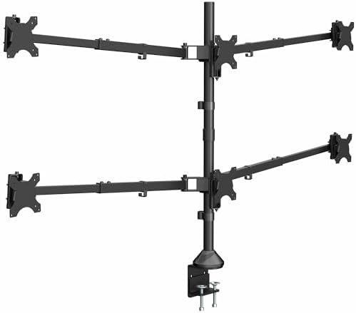 VIVO Premium Hex Ultra Wide LCD LED 27 to 38 inch Monitor Desk Mount, Heavy Duty C-clamp, Extra Tall Pole, Adjustable Telescoping Arms, Flush Wall Setup, Fits 6 Screens, Black, STAND-TS06C by VIVO