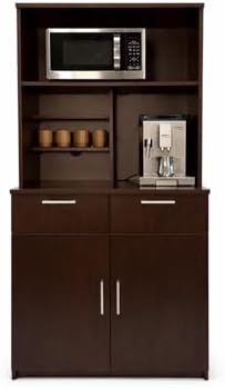BREAKtime Breakroom Cabinet with 2-Door Base Storage & Upper Hutch, Microwave Space, Fully Assembled, 36" W x 24" D x 75" H, Appliances Not Included, Espresso - Image 5
