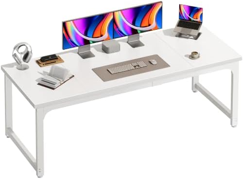 PRAISUN 63 x 24 Inch Computer Desk, 0.95'' Thicker, Heavy Duty, White by PRAISUN