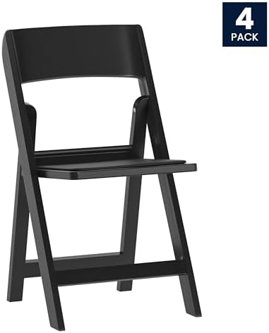 Flash Furniture Hercules Vinyl Indoor/Outdoor Folding Chair, Black, 4-Pack - Image 4