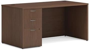 HON MOD Executive Office Desk with Drawers, Modern Computer Desk with Pedestal, Home Office, 60" W, Walnut by HON