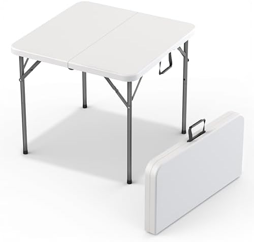 2 PACK of 34" Square Foldable Table with Built in Handle & Steel Legs | Heavy Duty Portable | Perfect for Party, Dining, Wedding, Events, Picnic Indoor, Outdoor, Camping, Utility, Temporary by OurModernSpace