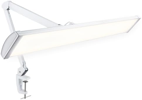 Neatfi Pro LED Task Lamp with Clamp | CRI 95 | 50W | 684 LED Beads | 4,500 Lumens | Touch CCT Dimming | 3000K-6500K | Desk Light for Reading, Crafting & Home Office Use (White-8, 31.8-Inch Wide Shade) by Neatfi