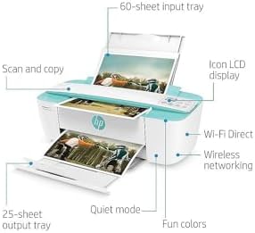 HP DeskJet 3755 Compact All-in-One Wireless Printer, Instant Ink, Works with Alexa - Seagrass Accent (J9V92A) - Image 2