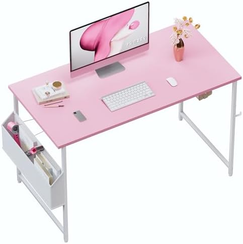 Pamray 47 Inch Computer Desk for Small Spaces with Storage Bag, Home Office Work Desk with Headphone Hook, Small Office Desk Study Writing Table by PAMRAY