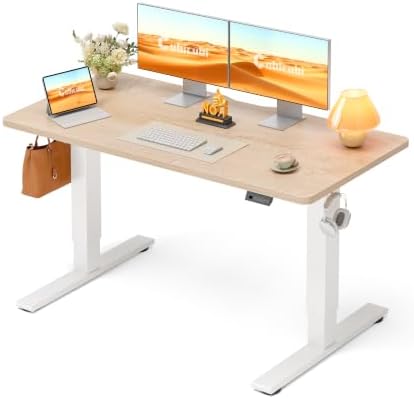 CubiCubi Electric Height Adjustable Standing Desk 55x24 Inch, Natural Oak by CubiCubi