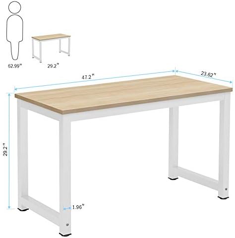 Tribesigns Computer Desk, 47 inch Modern Simple Office Desk Computer Table Study Writing Desk for Home Office, Light Walnut - Image 3