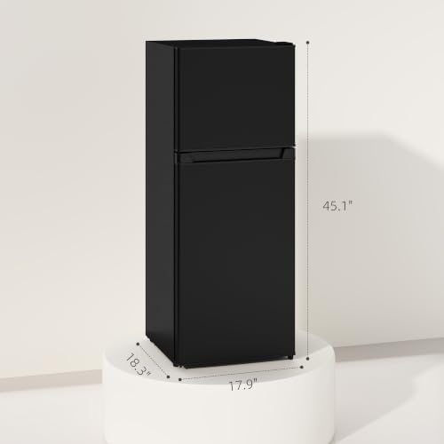 HOMCOM 4 Cu.Ft Mini Fridge with Freezer Double Reversible Door Black - Image 7
