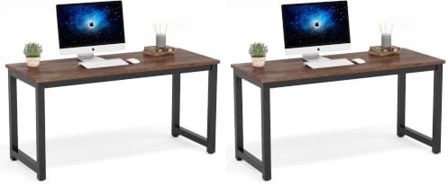 Tribesigns Computer Desk, 55 inch Large Office Desk Computer Table Study Writing Desk Workstation for Home Office, Rustic Brown (Pack of 2) by Tribesigns