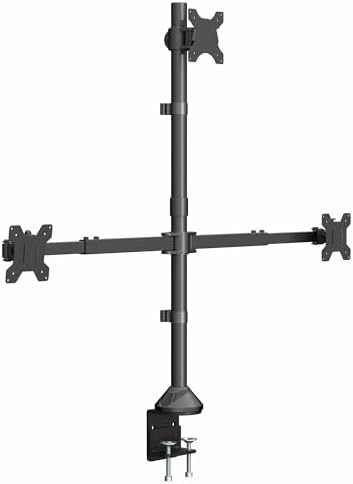 VIVO Premium Triple Ultra Wide LCD LED 27 to 38 inch Monitor Desk Mount, Heavy Duty C-clamp, Extra Tall Pole, Adjustable Telescoping Arms, Flush Wall Setup, Fits 3 Screens, Black, STAND-TS3CT by VIVO