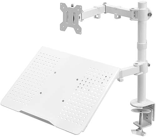 VIVO Fully Adjustable 13 to 32 inch Single Computer Monitor and Laptop Desk Mount Combo, Stand with Grommet Option, Fits up to 17 inch Laptops, White STAND-V002CW by VIVO