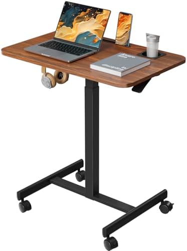 28 inch Small Mobile Standing Desk Height Adjustable with Wheels by LiftSync