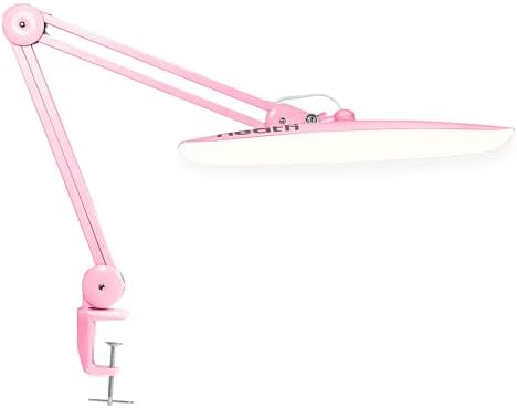 Neatfi XL 2200 Lumens 20W LED Desk Lamp with Clamp – Adjustable Color Temperature | 4-Level Dimmable Light | Home Office, Crafts & Workbench | 20-Inch Wide Head (Pink, CCT with Clamp) by Neatfi