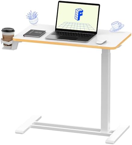 FLEXISPOT H7 28" Pneumatic Height-Adjustable Overbed Table with Wheels by Unknown