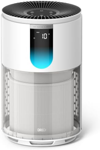 DREO Air Purifier for Home, Up to 1176 ft², HEPA Sleep Mode, Air Purifiers for Large Room & Bedroom, Pets, Smoke, Dust, Pollen & Odors, PM2.5 Monitor, Auto & Turbo Mode, 4 Speeds, DR-HAP009 (Dreo 539) by DREO