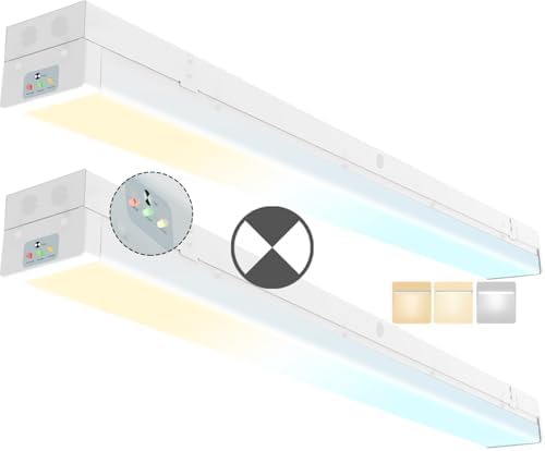 4FT LED Wraparound Emergency Stairwell Light, Battery Backup, IP20, 20W(2500lm)/40W(5000lm), 3/4/5000K CCT Selectable, 100-277V, Flush Mount Commercial LED Wrap Shop Ceiling Light Fixture, FCC, 2-Pack by Walrusled