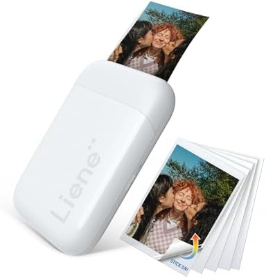 Liene Pearl K100 2x3” Photo Printer, Mini Picture Printer w/ 10 Zink Adhesive Paper, Bluetooth 5.2 Compatible w/iOS & Android, Portable Color Mono Instant Sticker Printer for iPhone, Smartphone, White by Liene