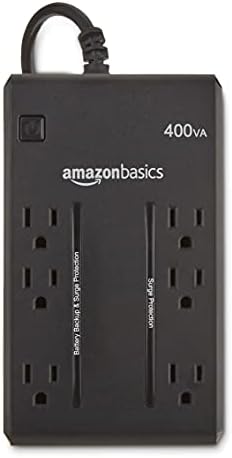 Amazon Basics UPS Battery Backup & Surge Protector, 400VA/255W, 6 Outlets, Uninterruptible Power Supply, Small Compact Size, Black - Image 3