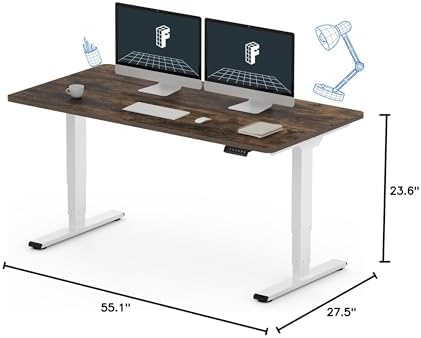 FLEXISPOT E6 3-Stage Dual Motor Electric Standing Desk 55 x 28 Sit Stand Up Desk, Holds 220 lbs, Adjustable Height w/Memory Presets, One-Piece Special Walnut Desktop & White Frame, Ships in 2 Boxes - Image 3