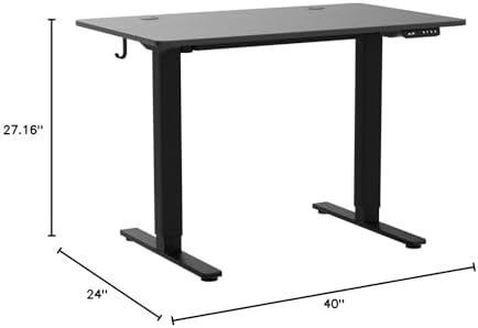 Cubiker 40 x 24 Inch Standing Desk, Stand up Height Adjustable Home Office Electric Table, Sit Stand Desk with Splice Board, Black Frame & Black Desktop - Image 3