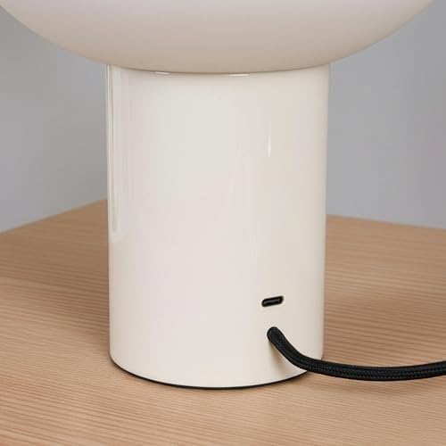 Brightech Ivy LED Table Lamp - Small 9” Bedside Reading Lamp, Modern USB Desk and Nightstand Light with Ambient Lighting for Bedroom, Living Room, Office - Frosted Glass Globe Lamp Shade, Cream - Image 6