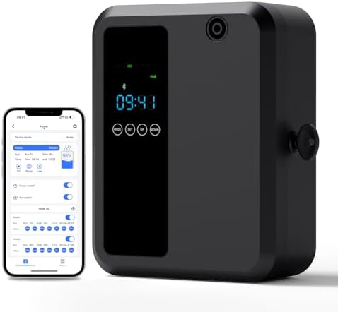 Waterless Essential Oil Diffuser 500ml, Bluetooth APP Control Cold Air Scent Machine, Wall Mounted Large Room Diffuser, 2000 sq ft Coverage, Black by Hijoc