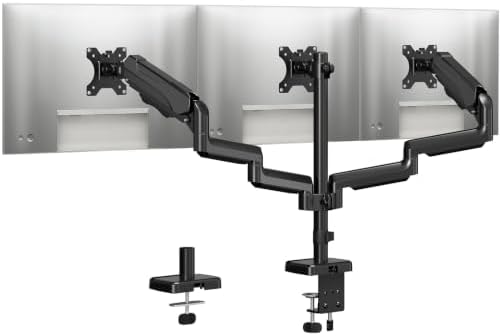 MOUNTUP Triple Monitor Stand Mount - 3 Monitors Desk Mount for Computer Screens Up to 27 inch, Triple Monitor Arm, Heavy Duty Monitors Stand, Each Arm Holds 4.4-19.8 lbs, Black by MOUNTUP