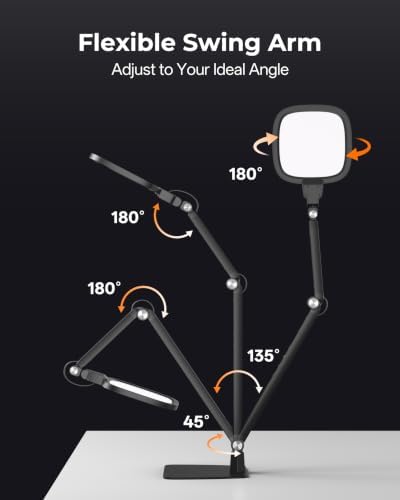 LED Desk Lamp for Home Office Video Calls, Reading, Swing Arm Task Lights - Image 4