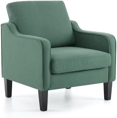 VINGLI Accent Chair, Linen Upholstered Green Armchair for Living Room by VINGLI