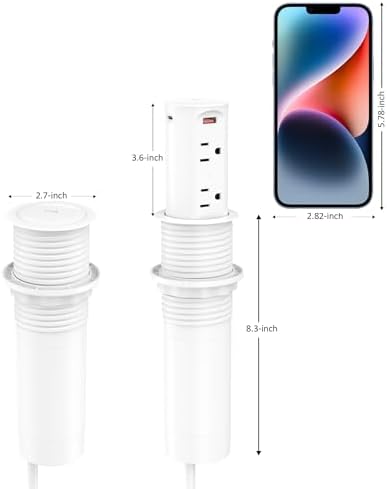 Jgstkcity Pop Up Outlet for Countertop,2.5in Hole,ETL Listed,White - Image 6