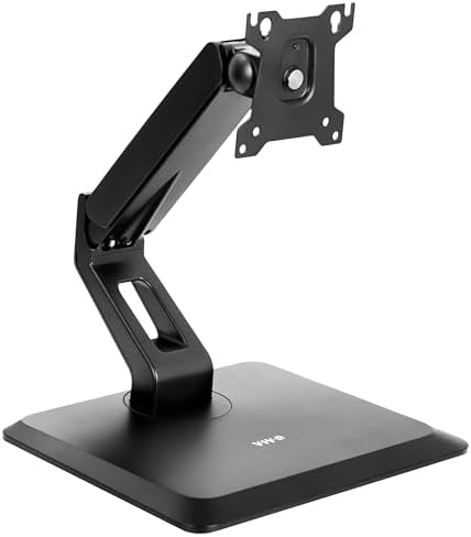 VIVO Premium Single 17 to 32 inch VESA Monitor and Touch Screen Desk Stand with Rotating Base, Freestanding Pneumatic Height Adjustable Arm, 12 inch Maximum Screen Height, Black, STAND-V001R by VIVO