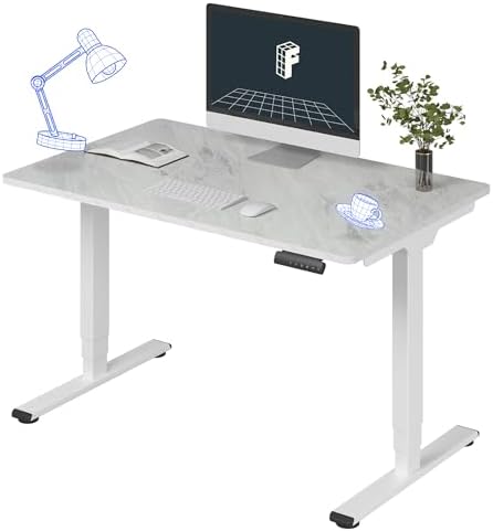 FLEXISPOT E6 3-Stage Dual Motor Electric Standing Desk 48 x 30 Sit Stand Up Desk, Holds 220 lbs, Adjustable Height w/Memory Presets, One-Piece Marble Grey Desktop & White Frame, Ships in 2 Boxes by Unknown