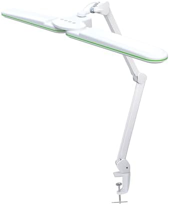 Neatfi Elite HD XL LED Desk Lamp | 3 Light Modes | Non-Polar Dimming | 17 Inches Wide | Eye-Caring Desk Light for Home Office, Drafting, Beauty Shop, Workbench (Green Ring, CCT with Clamp) by Neatfi