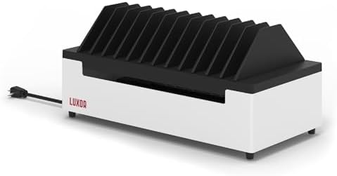 Line Leader 12-Device Open Charging Station | Compact Desktop Charger for Laptops, Tablets, & Chromebooks | Space-Saving Design with Adjustable Dividers & UL Safety-Certified Power Strip by StandSteady