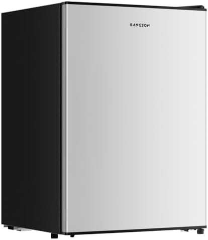 BANGSON 2.6 Cu Ft Small Fridge with Freezer for Office Silver by LiveFreshLiveUnrushed