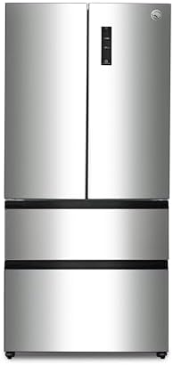 Commercial Cool 18.9 Cu. Ft. French Door Refrigerator, 33 Inch Wide Refrigerator with 2 Bottom Mount Freezer Drawers, Frost Free, LED Lighting, Digital Temperature Control, CCRF1890KS, Stainless Look - Image 2