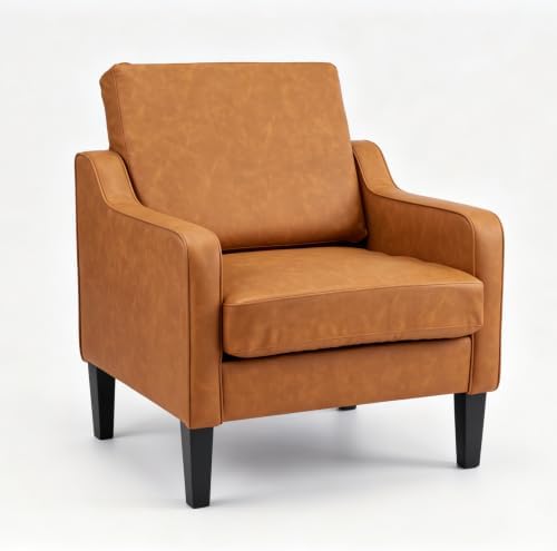 VINGLI Accent Chair, Faux Leather PU Armchair for Living Room, Brown by VINGLI